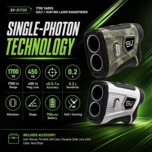 Sensivision 1700Y LCD Digital Slope Laser Golf Rangefinder 6.5X Magnification 24mm Objective Lens Multicoated IP54 Waterproof CE