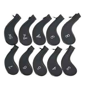 Set of 10 Zipper Golf Club Headcovers for Iron Clubs