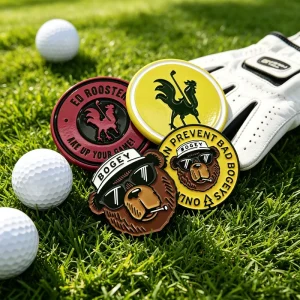 Silver Machine for Metal Custom Matching Gold Blank Magnetic Leather Golf Ball Marker Magnetic Necklace and Divot Tool Custom