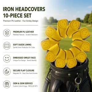 Simple 10pcs Set Golf Iron Head Covers with Leather Cover Headcover for Golf Iron