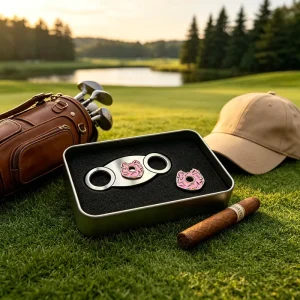 Slim Cut Logo Sissor Japanese Plastic Cuban Cigar Lighter and Cutter Carbon Japanese Round All Cuts Golf Ball Marker