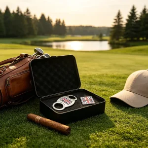 Slim Logo Sissor Japanese Plastic Cuban Premium Perfect Cigar Cutter V Cut With Spring Carbon Japanese Round Golf Ball Marker