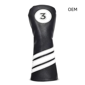 Small Black Golf Club Sets Waterproof PU Head Covers with Embroidered Logo on Iron and Wood