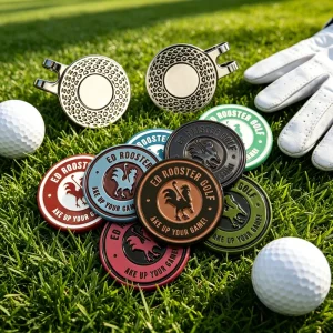 Soccer Copper Cool hot Sell oem Custom pvc Patch Golf hat With Ball Marker Custom Golf Divot Tool bar Ball Poker Chip Necklace