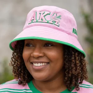 Soft Cotton Pink Green Greek Sorority Style Personalized Gift Sun Hat Bucket Hat