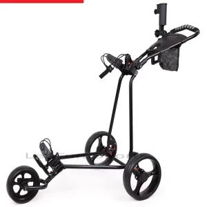 Soft Grip Handle Manual Golf Trolley, Light Weight, Foot Brake With Convenient Storage Boxes Including Umbrella Holder