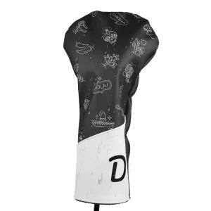 Soft Leather Golf Club Headcover Set Cartoon or Geometric Pattern Custom Driver Headcover with Embroidered Logo