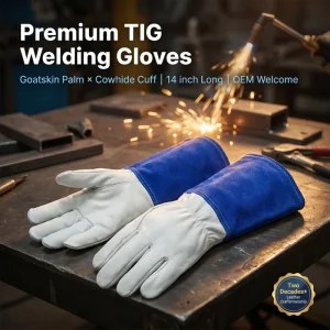 Soft Long Sheepskin Palm Welding Gloves For High Temperature Hot Work Cowhide Cuff Heat Resistant Wear Proof Safety Work Gloves