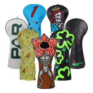 Soft PU Leather Golf Headcover Embroidery Style Comfort Golf Accessories Leisure Golf Head Covers
