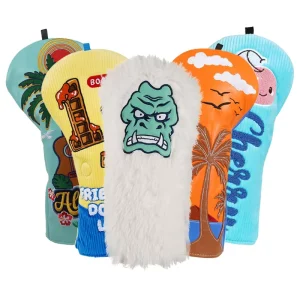 Soft Plush Driver Golf Headcover PU Leather Golf Accessories Wood Club Embroidery Driver Cover