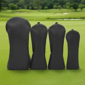 Solid Blank Color Golf Headcover Portable Club Cover 460cc Driver Headcover Black PU Golf Club Protective Covers