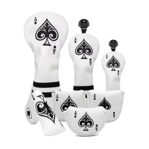 Spade Golf Headcovers for Driver, Fairway, Hybrid, Wood, Iron, and Putter in PU Leather