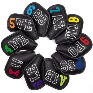Special Design Embroidery Colored Numbers Golf Club Head Covers PU Leather Iron Head Cover Golf Club Headcover