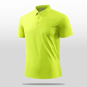 Sports Golf Men’s 100% Polyester Solid Woven Short Sleeve Shirt With Lapel and Turndown Collar Quick Dry