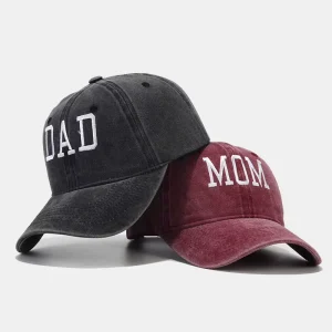 Spring Summer Fashion Dad Mom Embroidered 6-Panel Letter Canvas Baseball Cap Stylish Cotton Sun Hat