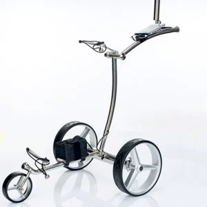 Stainless Steel Electric Golf Trolley 24V Lithium Battery 400W Motor 12km h Speed 18 Hole Range 30kg Load