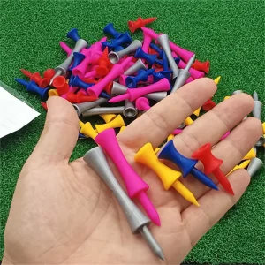Step Down Golf Tees 2-3/4″ Length Soft Rubber Cushion Top Plastic Golf Tees 2-Line Multiple Colors Bulk Pack for Sports