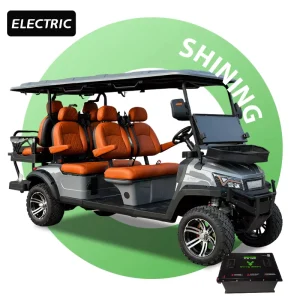 Street Legal 6 Passenger Electric Golf Cart 72V Lithium Battery High Capacity Resort Golf Cart