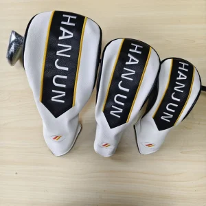 Stripe Letter Embroidery Golf Headcover Custom Brand PU Leather Golf Wood Club Head Cover Set