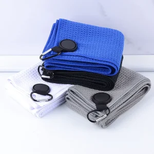 Strong Magnetic Golf Ball Cleaning Towel Golf Towels Microfiber Waffle with Carabiner