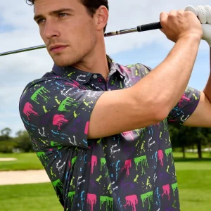 Stylish Men Golf Polo Short Sleeve Breathable Moisture Wicking UV Resistant Soft Fabric Comfortable Outdoor Golf Apparel