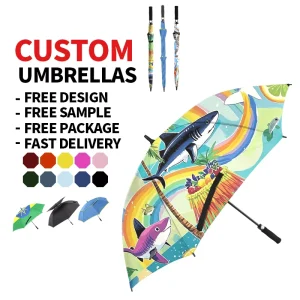 Sublimation Blanks White Golf Umbrella 54 60 68 Inch Arc Custom Full Color Printing DIY Parapluie for Promotional