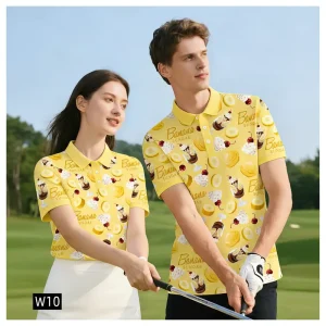 Summer Fruit Print Golf Lifestyle Wear Custom Logo Unisex Golf Clothes Golf Polo Shirts for Golf Sports
