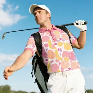 Summer Fruit Print Golf Polo Shirt Quick Dry Men’s Golf Clothes Performance Moisture Wicking Golf Apparel