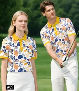 Summer Resort Golf Polo Shirt Tropical Fruit Short Sleeve Turn Collar Unisex Wrinkle Free Elastic Golf Clothes