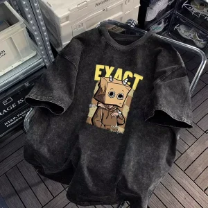 Summer Streetwear Men Heavyweight Cotton Tee Breathable Quick Dry Solid Color Oversized Loose T Shirt