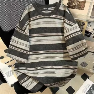 Summer Streetwear Men Heavyweight Cotton Tee Breathable Quick Dry Solid Color Oversized Loose T Shirt