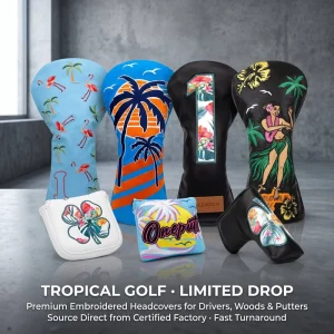 Sustainable Golf Headcover Water Resistant Pu Custom Embroidery Driver Wood Cover OEM Manufacturer Green Brand