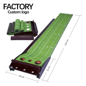 TL500 Indoor Golf Putting Trainer with Wooden Base and Golf Putting Mat for Training Aids