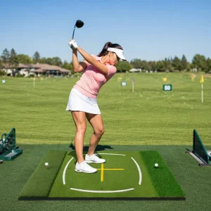 Thickened EVA Base 3 in 1 Putting Green Golf Turf Stance Reference Line Tee Rough Fairway Training Aid Left Right Handed
