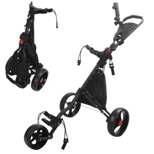Three Wheel Foldable Lightweight Aluminum Alloy Golf Trolley with 100kg Load Capacity