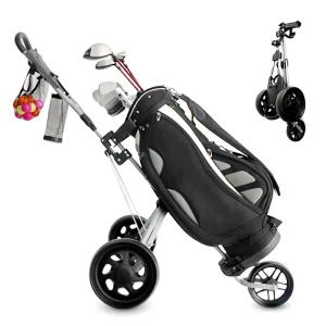 Three-Wheel Golf Trolley Youth Competition Hand-Pulled Cart with Foldable Design Cross-Border Course Supplies