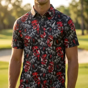 Tipped Collar Honeycomb Fabric Pineapple Print Flamingo Pattern Golf Polos Full Sublimation Drinking Funny Gear Top