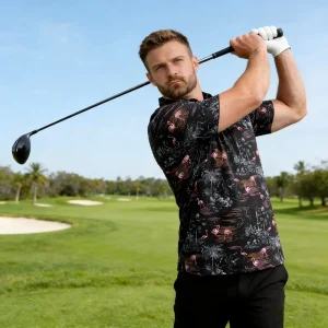 Training Wear Men Golf Polo Short Sleeve Quick Dry Breathable UV Protection Moisture Wicking Lightweight Golf Apparel
