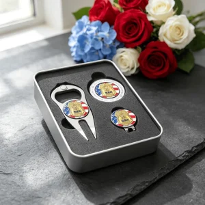 Trending Products Promotional Raised Metal Creative Golf Ball Marker Set Box Logo