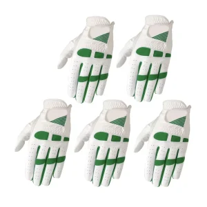 Trendy Custom Sizes Left Hand White Color Cabretta Leather Golf Gloves with Hand Grips Stretch for Sports Men Women