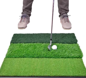 Tri Turf Golf Hitting Mat with Putting Green Rough Turf and Golf Tee Turf for Driving Range Backyard Home Use