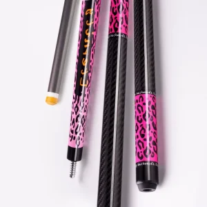 TuoYuan Creative 18 20oz Modern Style Black&pink Shine Billiard Custom Mark Carbon Fiber Pool Cue for Retail Shops Manufacturer