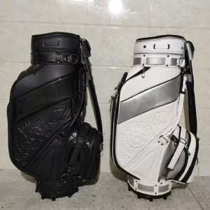Two-Color PU Golf Carry Bag with Embossed Design and Shockproof Lining