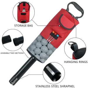 Two-Piece Golf Ball Picker Bag, Retriever, Holds 70 Balls