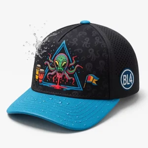 Two Tone Leopard Dot 5 Panel Polyester Rope Sport Cap Waterproof Laser Cut Perforated Golf Embroidery with Logo for Performance