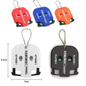 Two Wheel 18 Holes Mini Two Digit Golf Score Counter With Key Chain Golf Scoring Keeper with Shot Stroke Counter