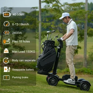 US Warehouse Single Seat Electric Golf Cart 4 Wheels Motorized Golf Mobility Scooter Mini Golf Trolley Caddy for Adults