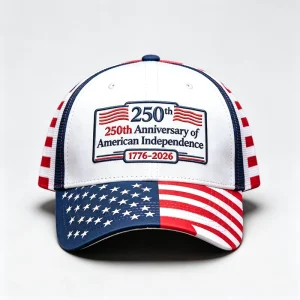 USA 250th Anniversary Custom Oxford Dot Hand Embroidery Fruit 100% Cotton Patriotic 6 Panel Baseball Cap Sports