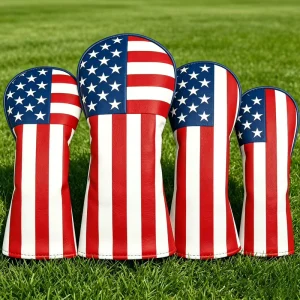 USA Flag PU Leather Driver and Wood Golf Head Covers with Custom Logo