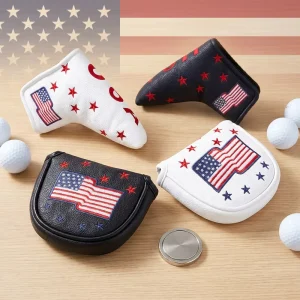 USA Flag Stars Stripes Embroidered Golf Club Head Covers High Quality PU Leather Protection Set for Golf Putter